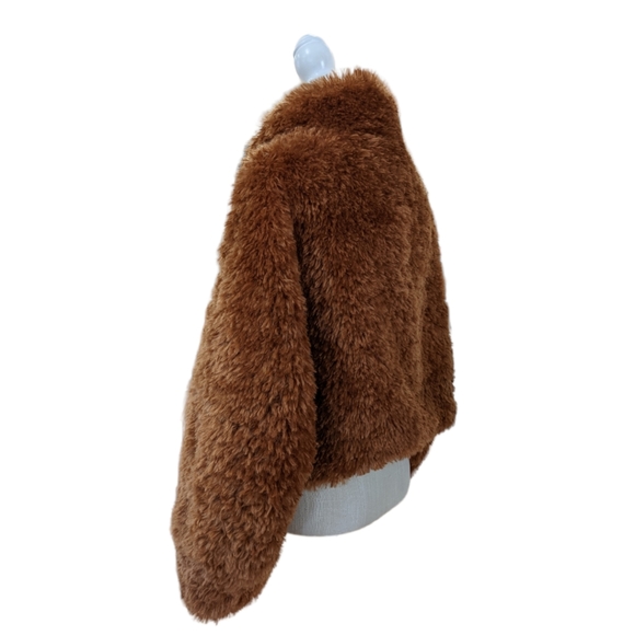 NWT Maeve by Anthropologie Women's Honey Brown Teddy Full Zip Up Coat Size M - Picture 4 of 16